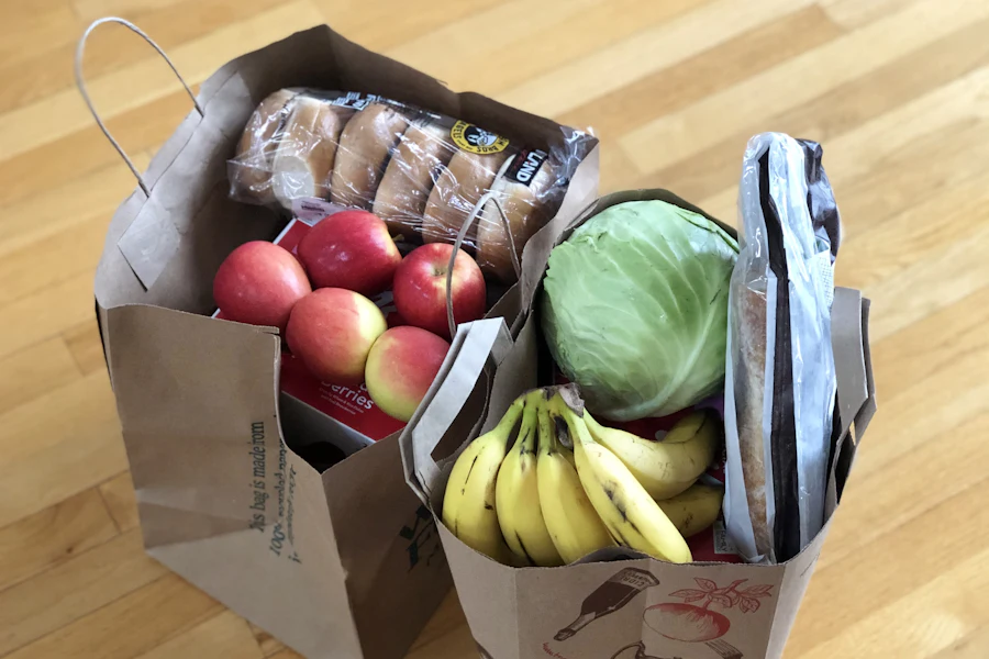 Bolsas con el mercado recién comprado